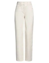 Sunnei Woman Jeans Ivory Size M Cotton In White