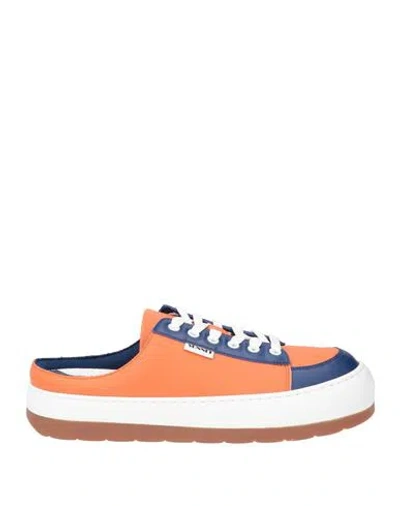 Sunnei Woman Sneakers Orange Size 9 Leather, Textile Fibers