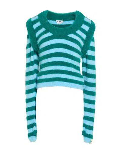 Sunnei Woman Sweater Turquoise Size S Polyamide In Blue