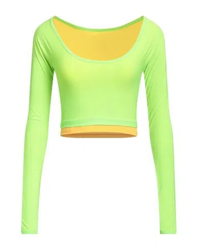 SUNNEI SUNNEI WOMAN T-SHIRT LIME GREEN SIZE M POLYAMIDE, ELASTANE