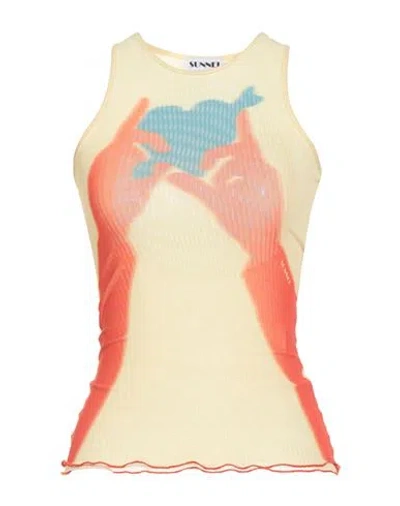 Sunnei Woman Tank Top Yellow Size S Polyamide, Elastane In Neutral