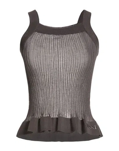 Sunnei Woman Top Charcoal Size M Cotton, Polyester In Gray
