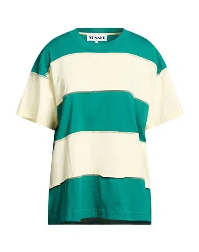 Sunnei Woman T-shirt Green Size L Organic Cotton In Multi