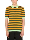 Sunnei X Eleonora Bonucci Horizontal Striped Knitted Polo Shirt In Yellow