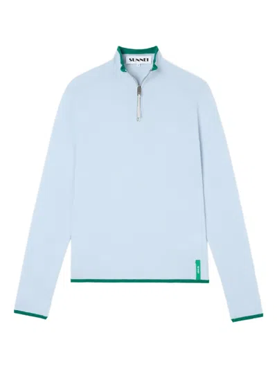 Sunnei Zip-neck Sweater In Blue