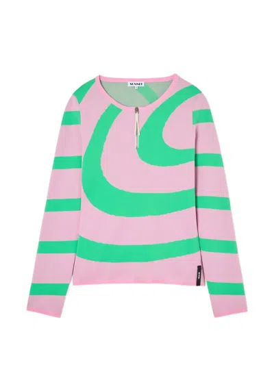 Sunnei Zip Striped Top In Multi