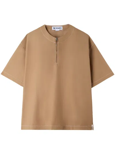 Sunnei Zip-up T-shirt In Neutrals