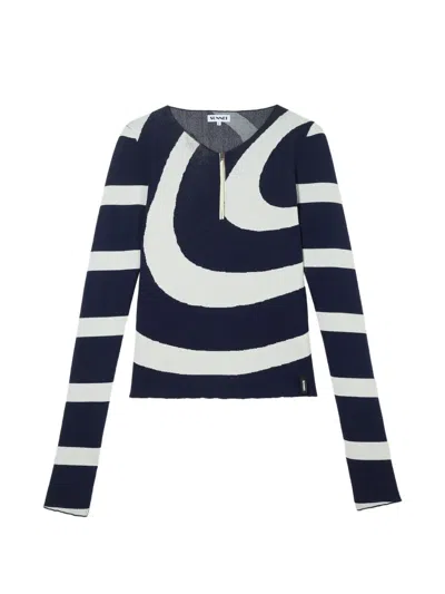 Sunnei Zipped Spiral Fitted Sweater In Multi