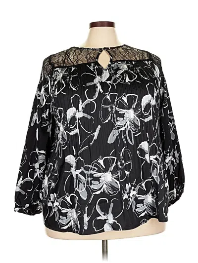 Pre-owned Sunny Leigh 3/4 Sleeve Blouse In Black