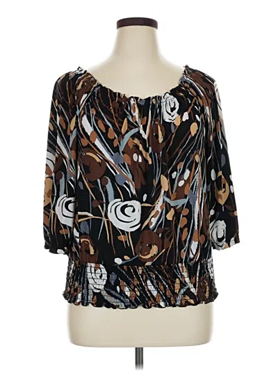 Pre-owned Sunny Leigh 3/4 Sleeve Blouse In Black