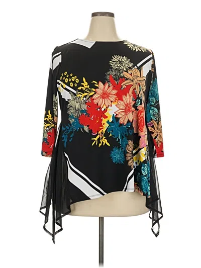 Pre-owned Sunny Leigh 3/4 Sleeve Blouse In Black