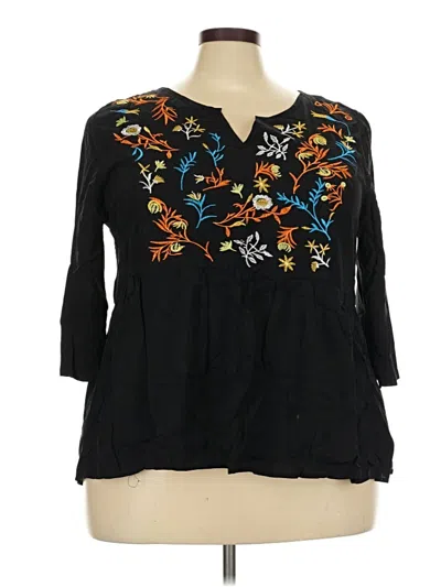Pre-owned Sunny Leigh 3/4 Sleeve Blouse In Black