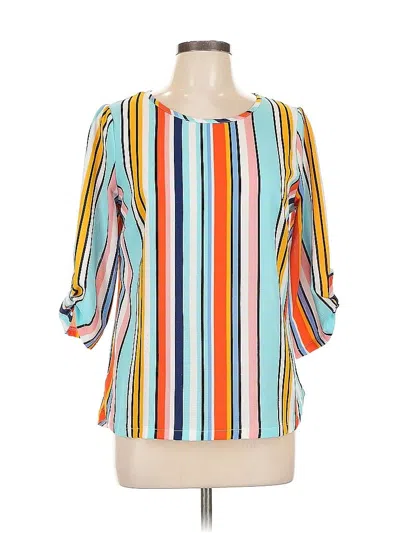 Pre-owned Sunny Leigh 3/4 Sleeve Blouse In Blue