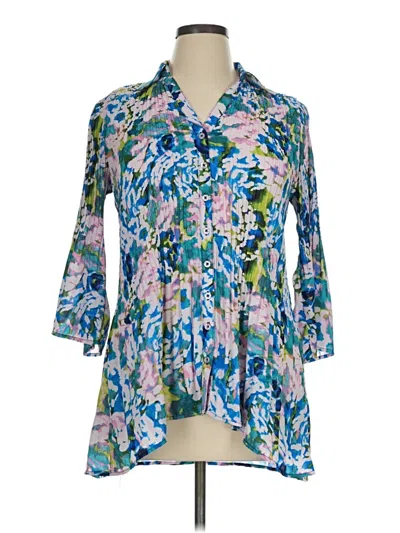 Pre-owned Sunny Leigh 3/4 Sleeve Blouse In Blue