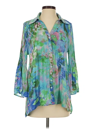 Pre-owned Sunny Leigh 3/4 Sleeve Blouse In Blue
