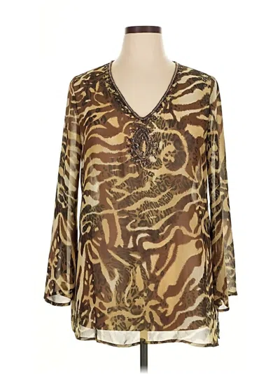 Pre-owned Sunny Leigh 3/4 Sleeve Blouse In Brown