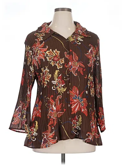 Pre-owned Sunny Leigh 3/4 Sleeve Blouse In Brown