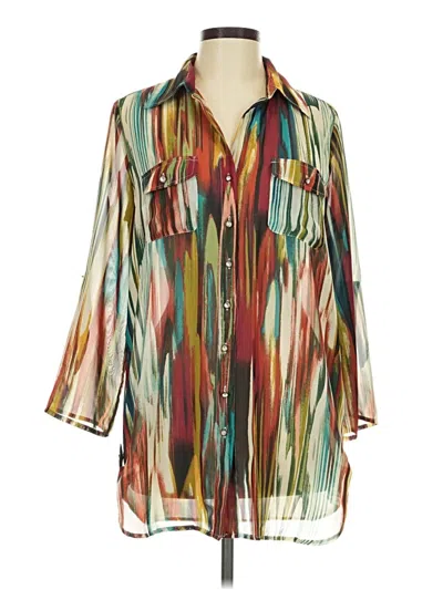 Pre-owned Sunny Leigh 3/4 Sleeve Blouse In Brown