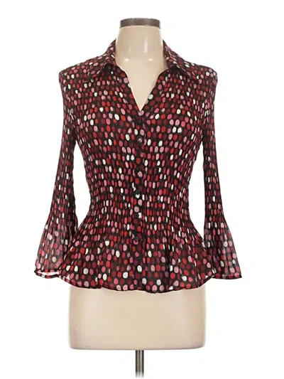 Pre-owned Sunny Leigh 3/4 Sleeve Blouse In Burgundy