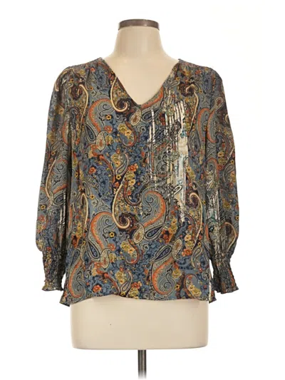Pre-owned Sunny Leigh 3/4 Sleeve Blouse In Gray