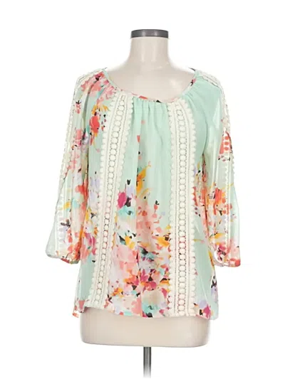 Pre-owned Sunny Leigh 3/4 Sleeve Blouse In Green