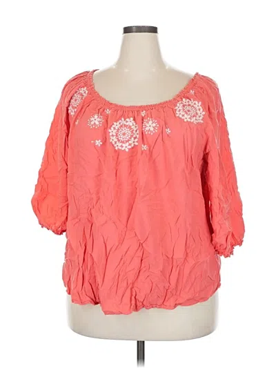 Pre-owned Sunny Leigh 3/4 Sleeve Blouse In Orange