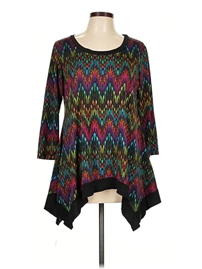 Pre-owned Sunny Leigh 3/4 Sleeve Top Black Scoop Neck Tops