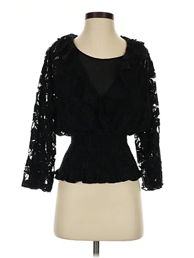 Pre-owned Sunny Leigh 3/4 Sleeve Top Black Sweetheart Neckline Tops