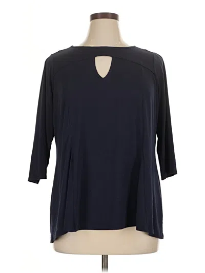 Pre-owned Sunny Leigh 3/4 Sleeve Top Blue Keyhole Neckline Tops
