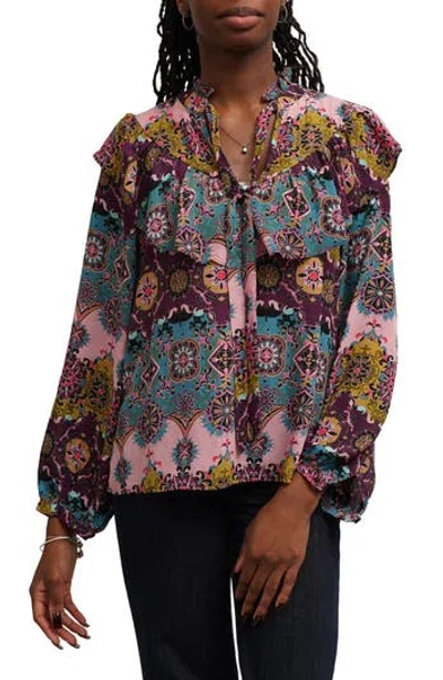 Sunny Leigh Capelet Neck Tie Front Top In Multi