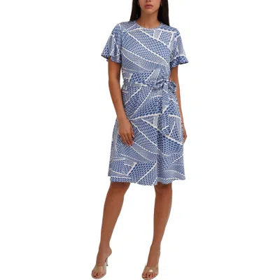 Sunny Leigh Flutter Sleeve Dress In Lnds Denim