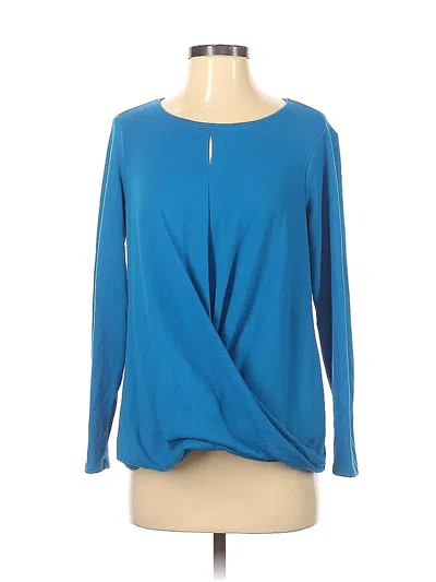 Pre-owned Sunny Leigh Long Sleeve Blouse In Blue