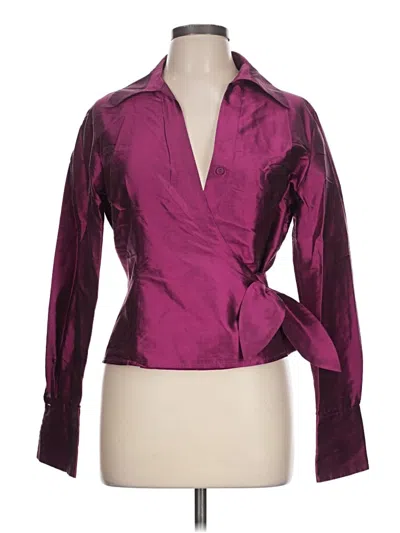 Pre-owned Sunny Leigh Long Sleeve Blouse In Burgundy