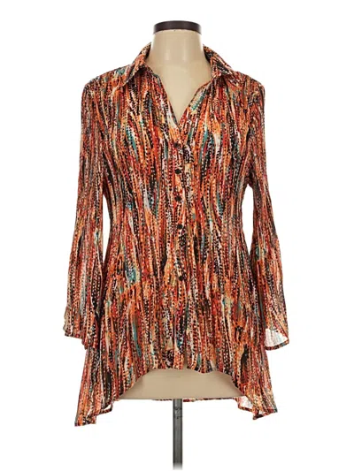 Pre-owned Sunny Leigh Long Sleeve Blouse In Orange
