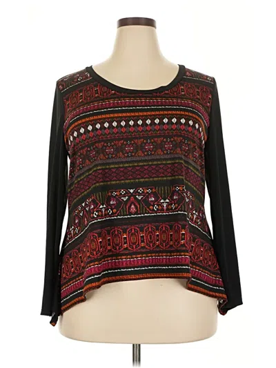 Pre-owned Sunny Leigh Long Sleeve Top Black Boatneck Tops