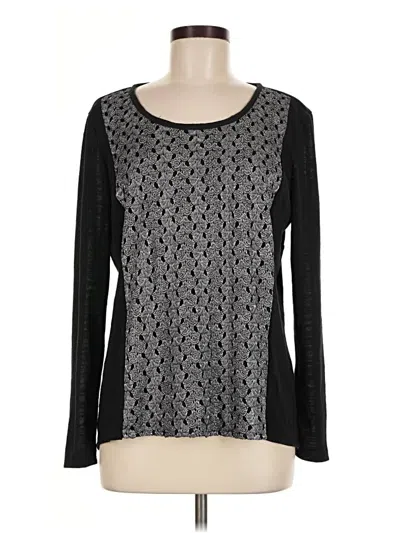 Pre-owned Sunny Leigh Long Sleeve Top Black Square Neckline Tops