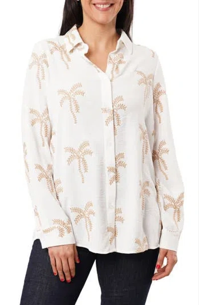 Sunny Leigh Palm Tree Embroidered Button-up Shirt