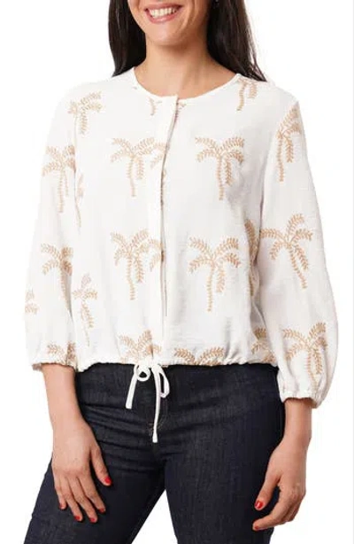 Sunny Leigh Palm Tree Embroidered Top In White