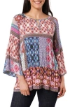 Sunny Leigh Pleated Keyhole Top In Red