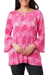 Sunny Leigh Pleated Keyhole Top In Pink