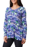 Sunny Leigh Pleated Ruffle Top In Blue