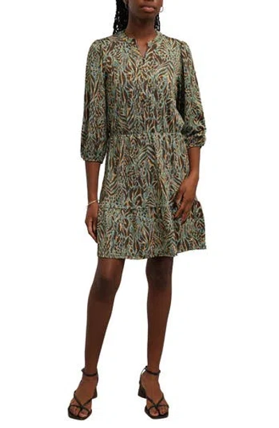 Sunny Leigh Print Tiered A-line Dress In Multi
