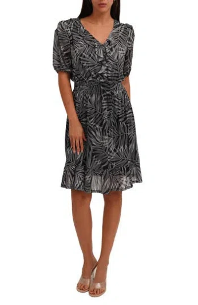 Sunny Leigh Ruffle Trim Mesh Dress In Sara D B/w