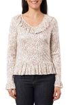Sunny Leigh Ruffle V-neck Long Sleeve Top In Brown