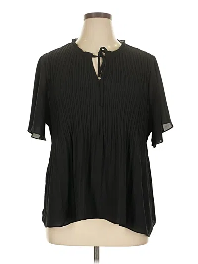 Pre-owned Sunny Leigh Short Sleeve Blouse In Black