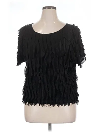 Pre-owned Sunny Leigh Short Sleeve Blouse In Black