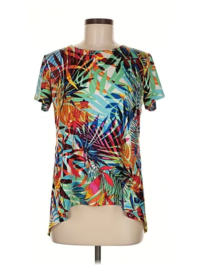 Pre-owned Sunny Leigh Short Sleeve Blouse In Blue