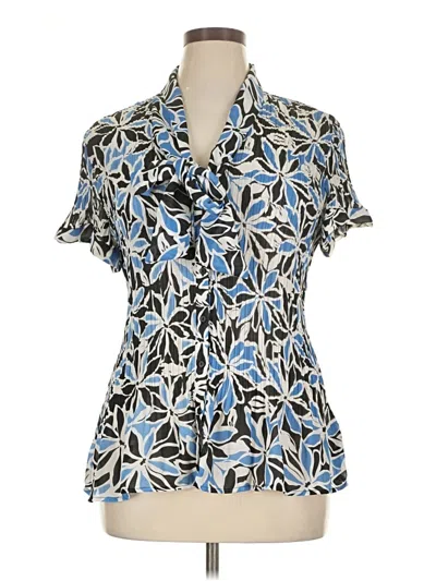 Pre-owned Sunny Leigh Short Sleeve Blouse In Blue
