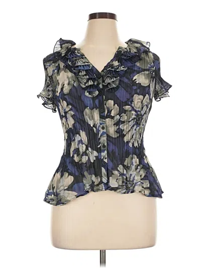 Pre-owned Sunny Leigh Short Sleeve Blouse In Blue