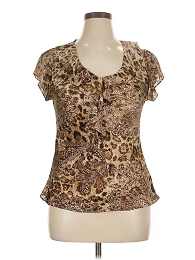 Pre-owned Sunny Leigh Short Sleeve Blouse In Brown